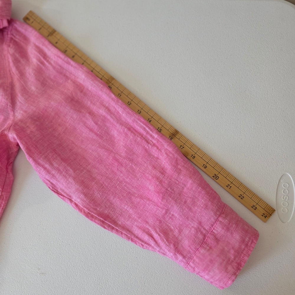 Sigrid Olsen Linen Henley Top Womens 2X Pink Roll Tab Sleeve Summer Coastal - Picture 9 of 12